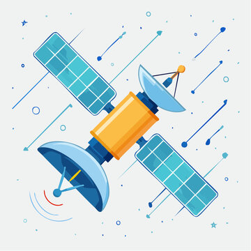 Illustration of a satellite in orbit with solar panels