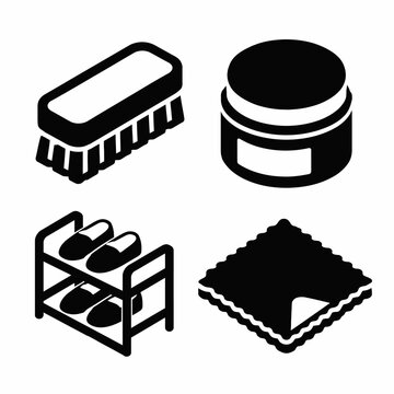 Shoe care products: brush, polish, rack, cloth - essential footwear maintenance tools