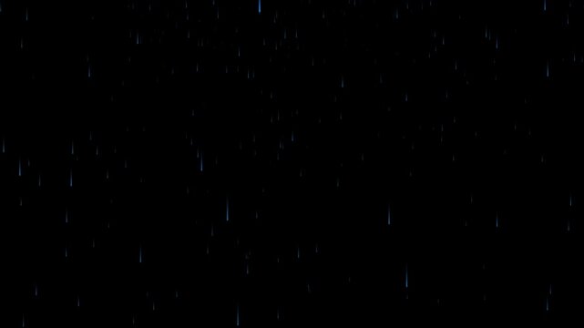 Blue Raindrops Falling Against Black Background abstract