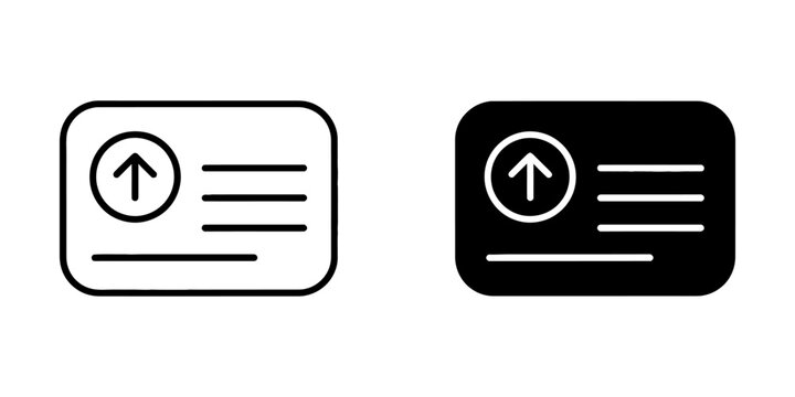 Upload card icon with arrow and text lines data submission vector, submission