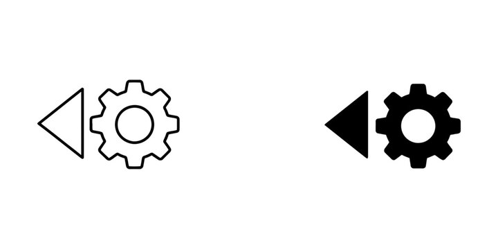 Previous settings configuration outline and glyph icon set vector illustration