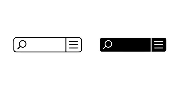 Search bar icons: white and black outline and solid versions with magnifying gla