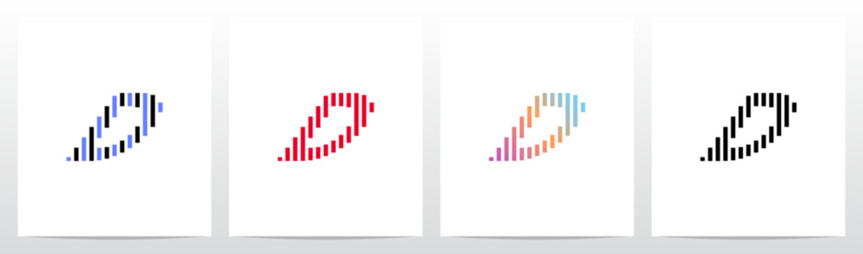 Stripes Vertical Parallel Italic Letter Initial Logo Design D