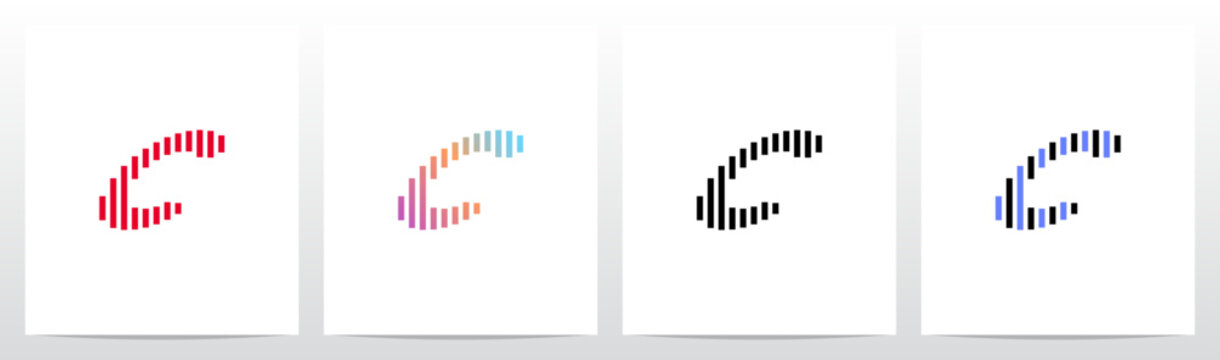 Stripes Vertical Parallel Italic Letter Initial Logo Design C