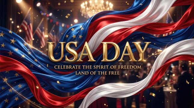 A vibrant celebration of USA Day with patriotic colors and festive atmosphere