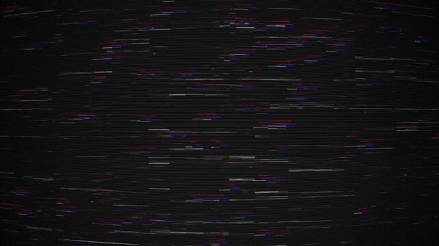 Looping digital glitch overlay with static lines and rounded CRT lens distortion