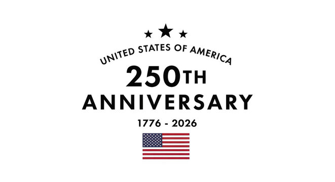 United states of america 250th anniversary logo with stars and flag element isolated on transparent background.