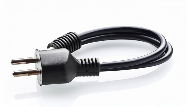 electric plug with cable and wire isolated on white or transparent
