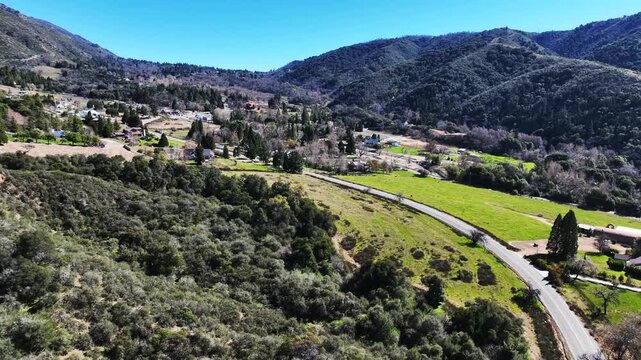 The Yucaipa Ridge Fault zone on the san andreas fault near the Yucaipa North Bench and Lower Oak Glen from a UAV Aerial Drone to view geographic Seismic Feature