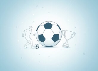 Naklejka premium Soccer player kicking ball with trophy illustration