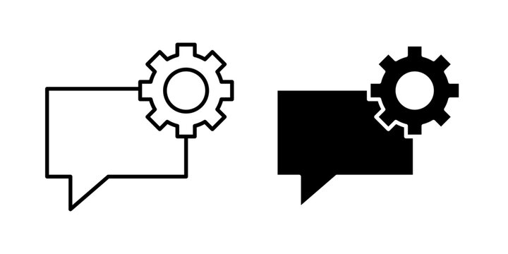 Prompt engineering icon in outline and solid style, isolated on white background. Ideal for AI development, language model, and chatbot design features in mobile and web design.