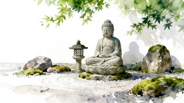 Buddha statue in serene garden