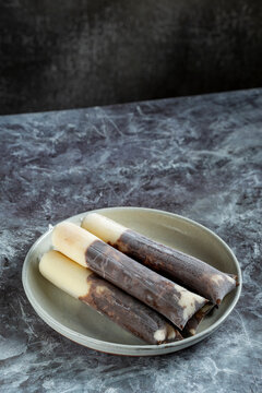 Cream and Chocolate Brazilian Gourmet Freezer Pops on Plate