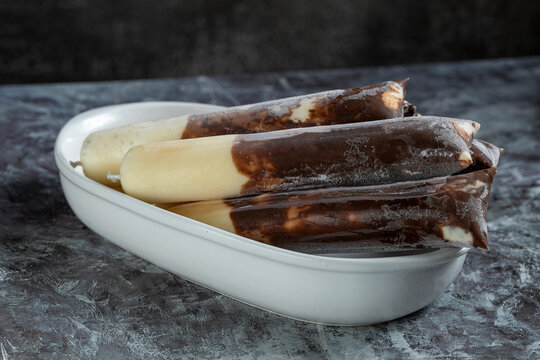 Cream and Chocolate Brazilian Gourmet Freezer Pops on Plate
