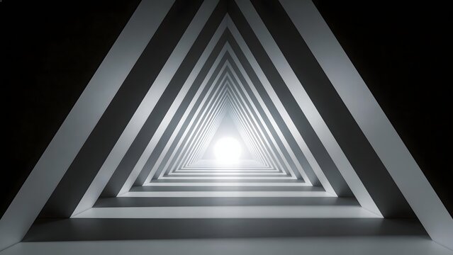Triangular tunnel with light at end