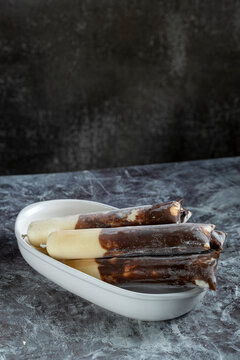 Cream and Chocolate Brazilian Gourmet Freezer Pops on Plate