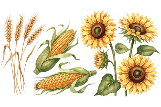 Vibrant Sunflowers and Wheat