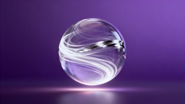 Glass sphere with swirling light patterns