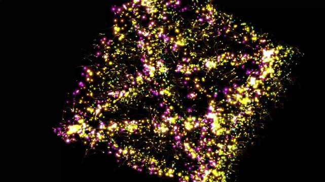 Abstract digital network with glowing lines and particles, Abstract plexus sphere made of black dots and lines, Represents technology, big data, machine learning, digital particles dark background.