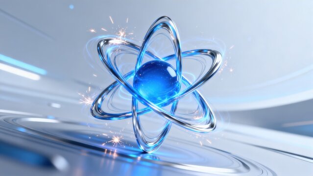 Blue glowing atomic structure