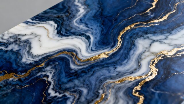 Blue and white marble pattern with gold accents