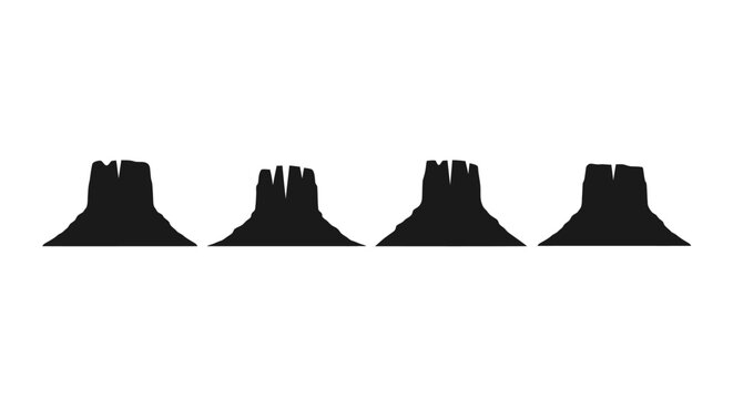 Four Silhouetted Tree Stumps in a Row on White Background
