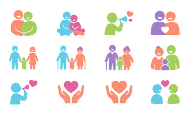Fototapeta premium Family Bonding and Motherhood Line Icon Pack