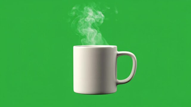 Steaming Coffee Mug Isolated on Green Screen