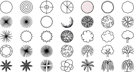 Set of various tree and plant symbols for landscape architecture plans © SampaRani