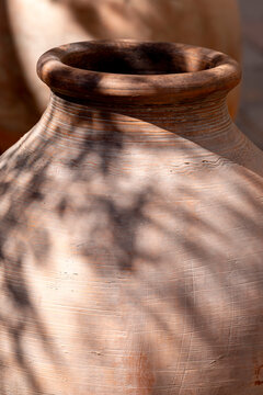 Closeup on ceramic clay pot in Dubai, part of UAE heritage
