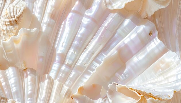 Iridescent Seashells Texture Close Up Abstract Background With Pearlescent Sheen