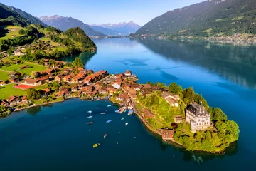 Iseltwald village on Lake Brienz in Bernese Oberland Swiss Alps mountains, Switzerland © Boris Stroujko