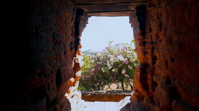 Scenic View Through Window of Ancient Po Klong Garai Cham Fire Tower Vietnam