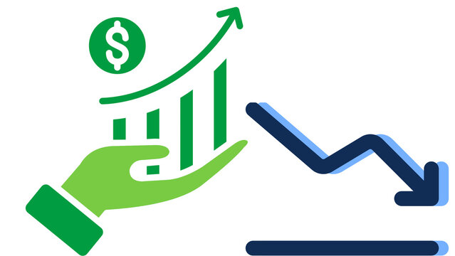 Financial analysis and investment risk comparison vector icon