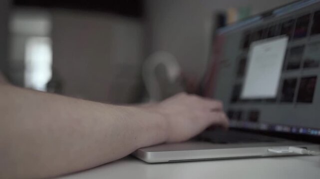 Laptop screen showing online video meeting during remote work from home. Concept of virtual communication, teamwork and modern digital workplace.