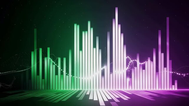 Dual Color Music Visualizer with Green and Purple Pulsing Laser Bars