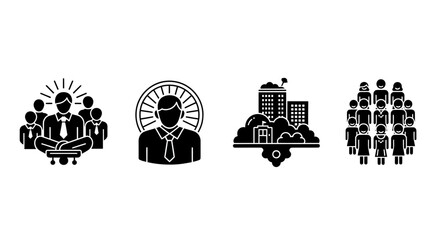 Naklejka premium Business team icons: leadership, community, corporate growth and teamwork
