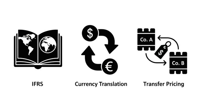 Financial Accounting Icons: IFRS, Currency Translation, Transfer Pricing