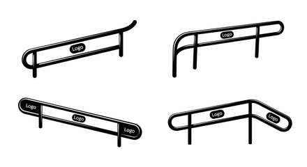 Naklejka premium Skatepark Obstacles Set: Grinding Rails, Ramps, and Manual Pads