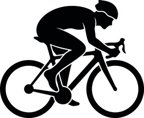 Obraz premium Cyclist riding a bicycle black silhouette on a white background