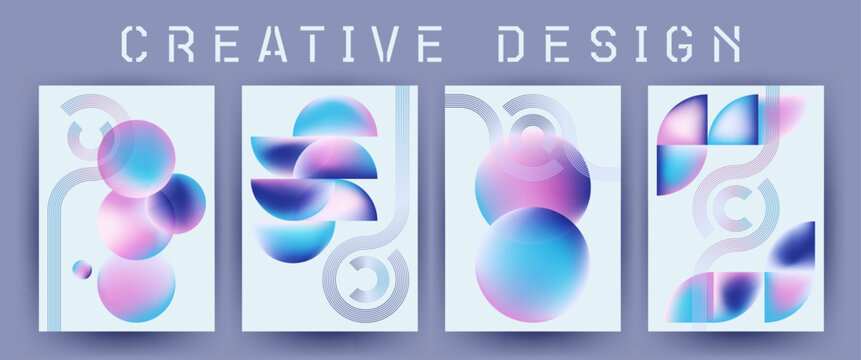 Visually dynamic title page illustrations. Circle shapes aligned in a rhythmic abstract flow. Balanced design for print-ready assets. Professional branding projects covers.
