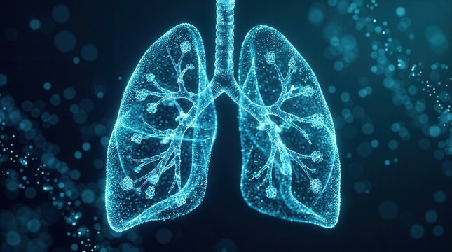 An abstract visualization of human lungs for respiratory health and breathing techniques.