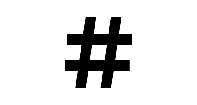 Hashtag symbol silhouette on transparent background