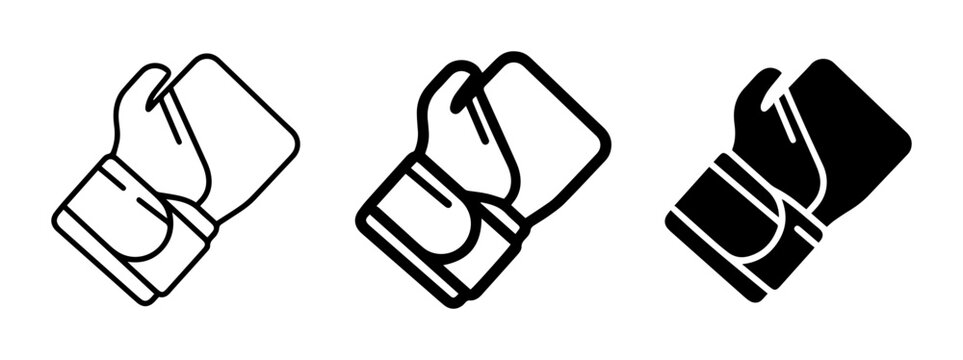 Boxing Gloves Icons, Combat Sport Equipment, Punching Gear Vector Set