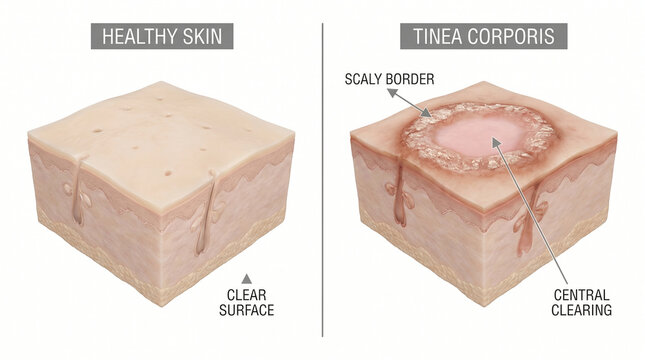 Tinea Corporis Fungal Infection With Scaly Border Skin 3D Illustration