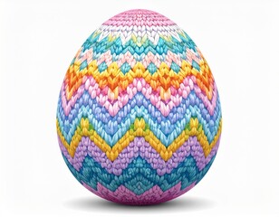 Obraz premium Detailed Multi Colored Textured Easter Egg on White Background