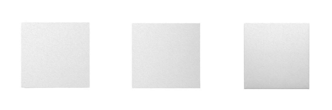Set of Blank Square Paper Sheets or White Signage Plates, Minimalist Design Elements, Isolated on White Background, Versatile Rectangular Frames for Text or Graphics, High-Quality Cutout PNG Stock Ima