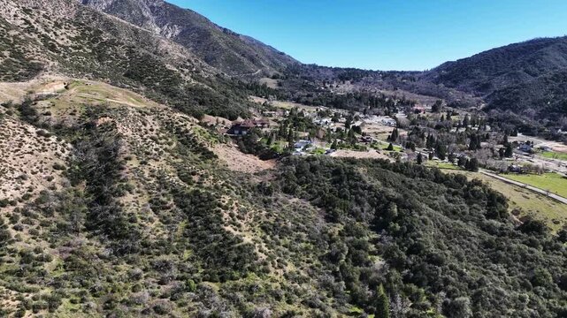 The Yucaipa Ridge Fault zone on the san andreas fault near the Yucaipa North Bench and Lower Oak Glen from a UAV Aerial Drone to view geographic Seismic Feature
