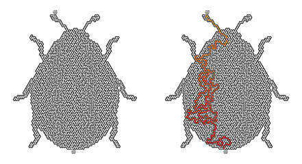 Detailed illustration of ladybug maze pathways in black and orange   © Vahilesa
