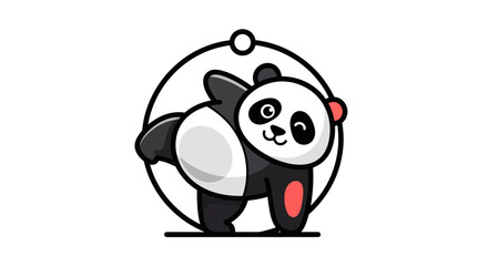 Cartoon panda bear posing in a circle © Corvus